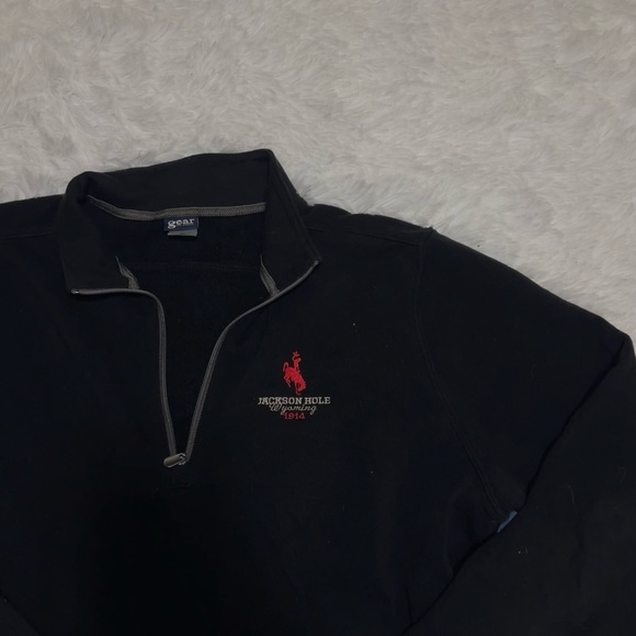 Jackson Hole Wyoming Black Quarter-Zip Pullover with Pockets XXL - Picture 1 of 3
